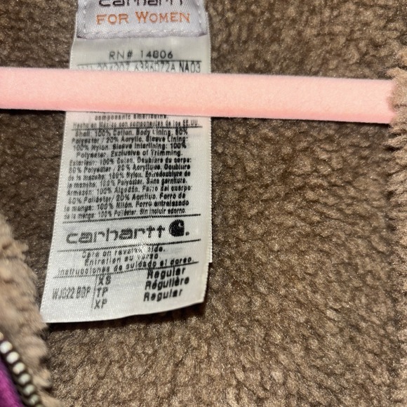 Carhartt For Women Sherpa Lined Canvas Jacket Plum Purple Workwear Size XS‎ - Picture 5 of 10